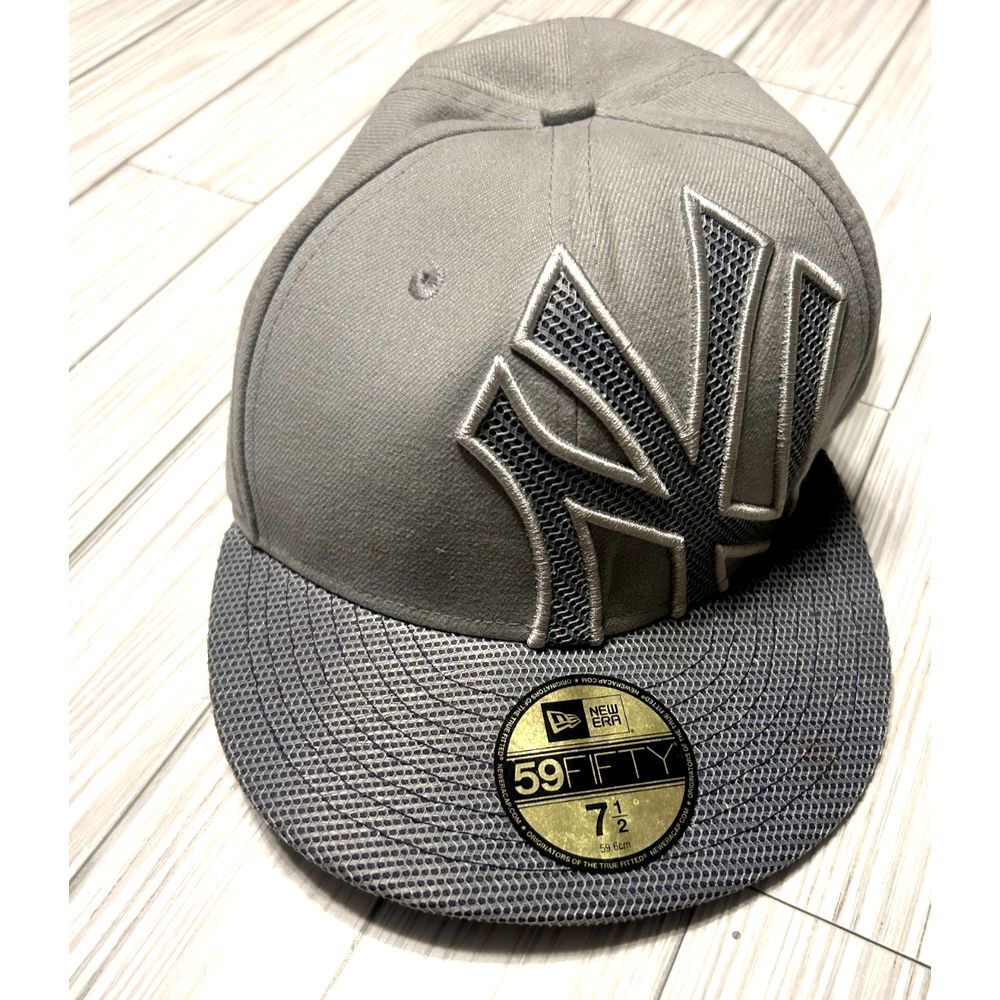 New Era Men's Hat New York Yankees MLB Basic Gray‎ Fitted Cap Sz 7.5 59.6 CM